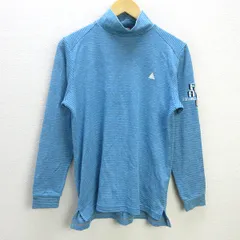 G■ルコック スポルティフ/le coq sportif GOLF モックネックゴルフシャツ/ボーダー【L】水色/men's/23【中古】■