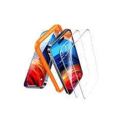 TORRAS iPhone 15 用/iPhone14Pro 用 ガラスフィルム 航空宇宙材料 全面保護 フィルム 十倍強化極細黒縁 さらさら 貼り付け簡単 指紋防止 9H越え 耐衝撃 2枚 アイフォン15 /14 プロ 用 保護フィルム GlassGo  1