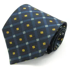 ピエールカルダン ブランド ネクタイ シルク 格子柄 小紋柄 メンズ ネイビー Pierre Cardin 【中古】