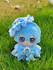 ぬい服  ちびぐるみ 10~12cm  青と白のシルクハット  ハンドメイド