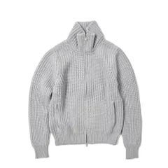 GRAN SASSO グランサッソ / ニットカーディガン ハイネック スタンドカラー ローゲージ ヴァージンウール カシミヤ ライトグレー 399625のサムネイル