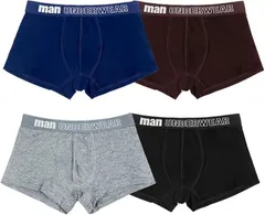 TOPOOMY ボクサー 超長棉 コットン メンズ 男性パンツ 通気 消臭 立体成形 ストレッチ 4枚セット(黒、栗、青、灰,  L)