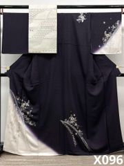 付け下げ 袋帯 セット 螺鈿 輪奈織 玉虫色 銀通し ストーン グリッター 正絹 付け下げ 袋帯 セット 螺鈿 輪奈織 玉虫色 銀通し ストーン グリッター