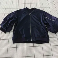 ◇ Θ FURRY ファーリー MA-1風 五分袖 ブルゾン サイズF ネイビー系 レディース E  【1509100068136】