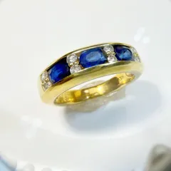 K18 イエローゴールド サファイア＆ダイヤモンド リング