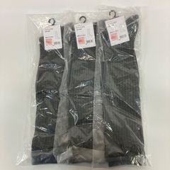 【新品】UNIQLO ユニクロ ヒートハイソックス 靴下 メンズ レディース グレー 無地 27-29㎝ 3点セット まとめ売り【k1053】