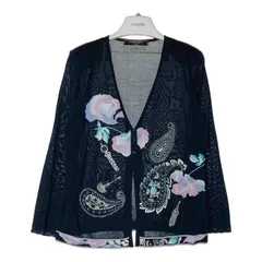 美品✨レオナール カシミヤシルク アンサンブル フラワー刺繍 大きいサイズ42 美品✨レオナール カシミヤシルク アンサンブル フラワー刺繍