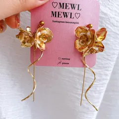 【065】ハンドメイド　ピアス　イヤリング　お花　ドレス　お呼ばれアクセサリー　プチプラアクセサリー　結婚式　ブライダルアクセサリー　前撮り　オケージョン　ゴールドアクセサリー