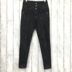 【 Heather 】ヘザー ハイウエストスキニー デニムパンツ ブラック系 レディース