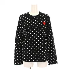 プレイコムデギャルソン PLAY COMME des GARCONS AD2018 Tシャツ カットソー ロンT ドット柄 ハートワッペン 長袖 M 黒 AZ-T165 /YM