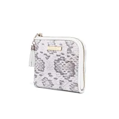 財布 小物入れ L字ファスナー【マルチミックスカラーホワイト】  レディース パイソン 蛇 ヘビ 金運 福財布 財布 本革 選べる6色 開く 開運 蛇革 ヘビ柄 タッセル パイソンウォレット 小銭入れ ブランド create zero