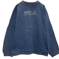 FILA ロゴスウェット トレーナー キッズ L 160~ ネイビー フィラ スポーツ プルオーバー 裏起毛 古着卸 アメリカ仕入 a612-6805のサムネイル