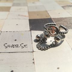 Silver925　スマイル　チェーン　リング　指輪　//R51