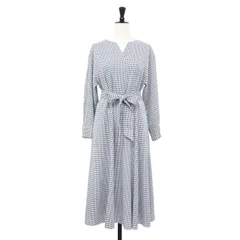 UNTITLED アンタイトル ワンピース ブラック系 サイズ:0(XS) / ジオメ柄 マーメイドワンピース / ロング丈 Vネック 長袖 幾何学柄 総柄 プリント リボン ウォッシャブル / 日本製 / トップス ドレス【レディース】【中古】