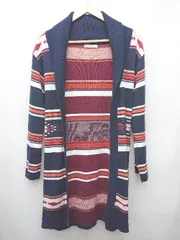 ◇ ⊇ ◎ RODEO CROWNS ゆったり 長袖 ニット カーディガン サイズM ネイビー オレンジ ホワイト レディース P  【1409090023248】