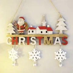 クリスマス ドア吊り下げ サンタさん 木製 クリスマスサイン 吊り下げ ヒモ