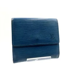 LOUIS VUITTON ルイヴィトン　エピ　トレドブルー　ポルトモネ　ビエ　カルトクレディ　三つ折り財布　Wホック　レザー　本革　ゴールド金具　フランス製　刻印あり　メンズ