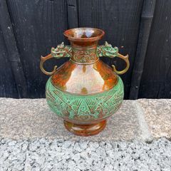 青銅 壷 彫り細工 花器 松竹梅 鳳凰 双耳 花瓶 - メルカリ