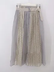 ◇ PAGEBOY ALICIA レース 切替 ウエストゴム ロング プリーツ スカート サイズF ベージュ ライトグレー レディース P  【1211120002280】のサムネイル