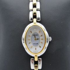 【稼動品】SEIKO セイコー ティセ ダイヤモンド1P ソーラー腕時計 レディース シェル文字盤