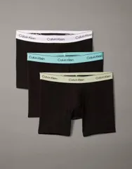 【送料無料】 カルバンクライン メンズ ボクサーパンツ アンダーウェア Calvin Klein Icon Cotton Stretch 3 pack boxer briefs in black with green waistbands B- WHITE B