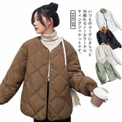 ノーカラー キルティング ジャケット コート アウター ブルゾン 羽織り 上着 中綿ジャケット キルティングコート オーバーサイズ キルト ノーカラー 丸首 無地 大きいサイズ 高見え 美ライン 楽ち#nin8673