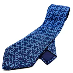 【 箱付/極美品 】HERMÈS　エルメス　ネクタイ　チェーン柄　ネイビー