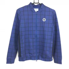 【美品】ジャックバニー ジャケット ブルー×黒 格子チェック サイドライン  レディース 1(M) ゴルフウェア Jack Bunny