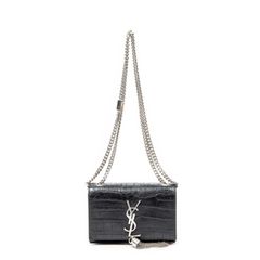 YVES SAINT LAURENT イヴサンローラン ミニ タッセル ケイト 黒 クロコダイル型押しレザー A