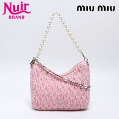 Miu Miu ミュウ ミュウ ショルダーバッグ ニット パール ウール チェーン