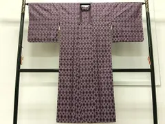 平和屋着物＃道行コート　単衣　雨コート　菱繋ぎ文　ロング丈　正絹　逸品　CAAV5832id