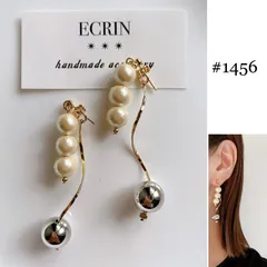 【#1456】コットンパール　ゴールド　シルバー　ハンドメイドアクセサリー　ピアス　イヤリング　大ぶりアクセサリー　結婚式