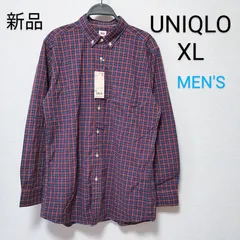 【 ユニクロ 】 新品 メンズ UNIQLO XL EFCブロード ボルドー チェック シャツ   ユニクロチェックシャツ 長袖