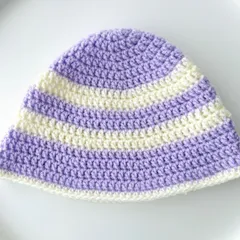 【purple×white】ボーダー バケットハット♡