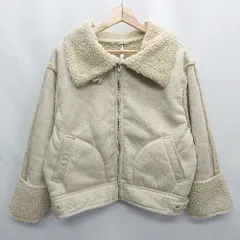 ■ MURUA BASIC スタンドカラー 長袖 ボアライダース サイズF ベージュ レディース E  【1407180043503】