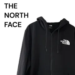 THE NORTH FACE ノースフェイス ブラック ジップアップ パーカー フーディー スウェット ロゴ刺繍 グアテマラ製 メンズ XLサイズ アウトドア カジュアル 長袖 裏起毛 0000597OC