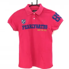 ★特価★【美品】パーリーゲイツ 半袖ポロシャツ ピンク×ブルー 襟裏プリント コットン混 レディース 0(S) ゴルフウェア PEARLY GATES