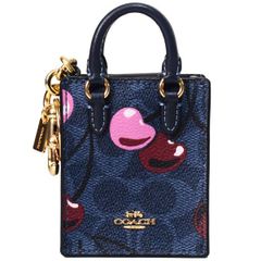 コーチ キーホルダー COACH コーティングキャンバス レザー シグネチャー さくらんぼ チェリー ミニ ノースサウス トート バッグ ポーチ 小物入れ バッグチャーム デニムマルチ CZ084