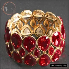 ヴィンテージルージュクリスタルバングル ビジュ 高見え ゴージャス ヴィンテージ きらきら　華やか　レッド ルビー レッド