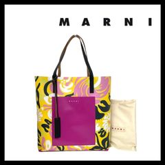 M【MARNI】PVC トートバッグ マルチカラー フラワー/花柄 イエロー/黄色 ピンク MARNI MARKET/マルニマーケット (50478H15)