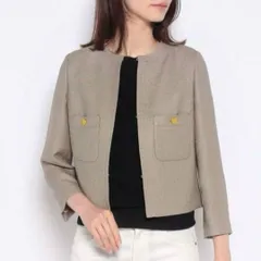 ANAYI　アナイ　2022　バスケットステッチ　ノーカラージャケット　金ボタン　36　フロントポケット　36