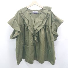 ◇ ⊂ wee9s ウィークス big collar frill half 半袖 ブラウス サイズF カーキ レディース E  【1506180004535】