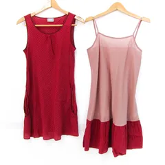 ホコモモラ アンサンブル ワンピース ノースリーブセット ブランド トップス 赤 レディース 40サイズ レッド×ピンク×ベージュ Jocomomola 【中古】