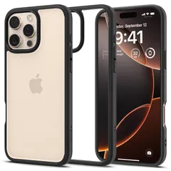 【17年社歴の技術力】Spigen iPhone 16 Pro Max ケース クリア ストラップホール 米軍MIL規格 バンパー 耐衝撃 ウルトラ・ハイブリッド ACS07996 (マット・ブラック) 0