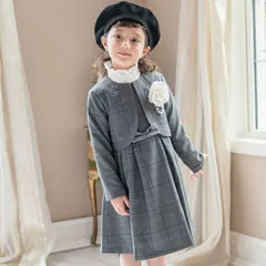 【グレーチェック】お嬢様のアンサンブルスーツセット TAK キッズ キャサリンコテージ