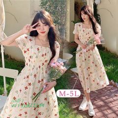 ワンピース 大きいサイズ パフスリーブ 花柄 半袖 大人かわいい 夏ワンピ Aライン 着やせ ぽっちゃり  vii3y871164
