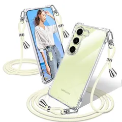 Samsung Galaxy S23 5G ケース クリア ショルダー 耐衝撃 ギャラクシーS23 スマホケース SC-51D SCG19 カバー 透明 織りストラップ付き 肩がけ 首掛け 紐付き 縄掛け シングルショルダーロープ 斜めがけ 調節可能なショ 1