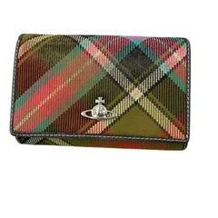 186000 現状品 Vivienne Westwood ヴィヴィアンウエストウッド 財布　オーブチェック 2232 NAPNER  チェック柄　イエロー　レッド　グリーン レディース