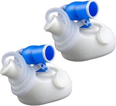 Boono 尿瓶 男性 尿器 1.6ｍチューブ付き こぼれない 2L 大容量 しびん 男性用 携帯トイレ 2個セット( ホワイト)
