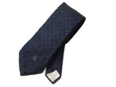 【お得なクーポン配布中!】 80s クリスチャンディオール ネクタイ / 80年代 ヴィンテージ 細身 ドット 水玉 市松模様 シルク ポリエステル Christian Dior ブランド 紺